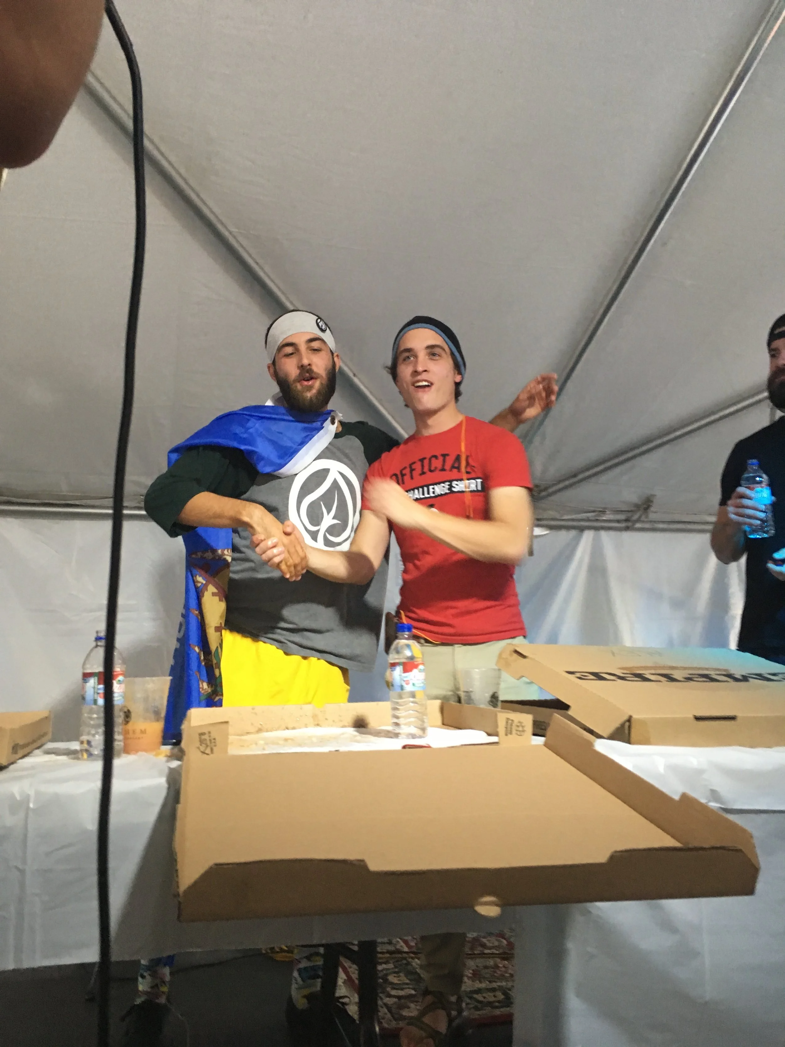 The slimiest/greasiest handshake of all time. Yes there was only one winner, but at the end of the day we all got to eat a bunch of free Empire pizza, can't complain about that!