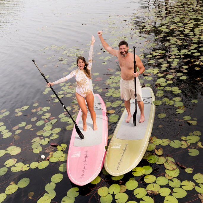 Last year I had the opportunity to surprise this awesome couple with custom paddleboard designs for their wedding in #30a. (Read on) 

Holmes became a Hutton and wanted to surprise her husband-to-be on their wedding day with an unforgettable gift to 