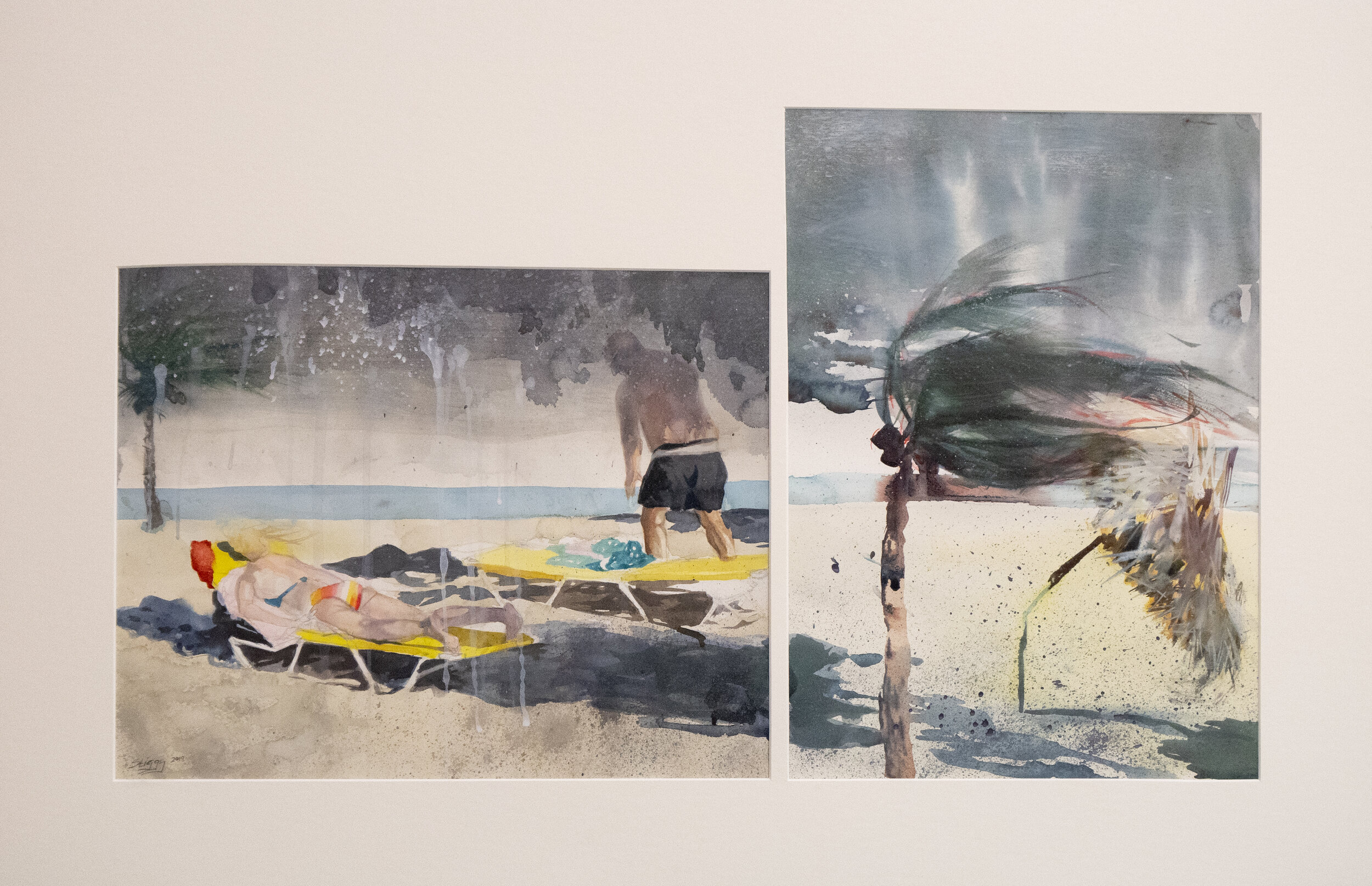 life's a beach then you.., watercolor, 12"x21" diptych, 2019