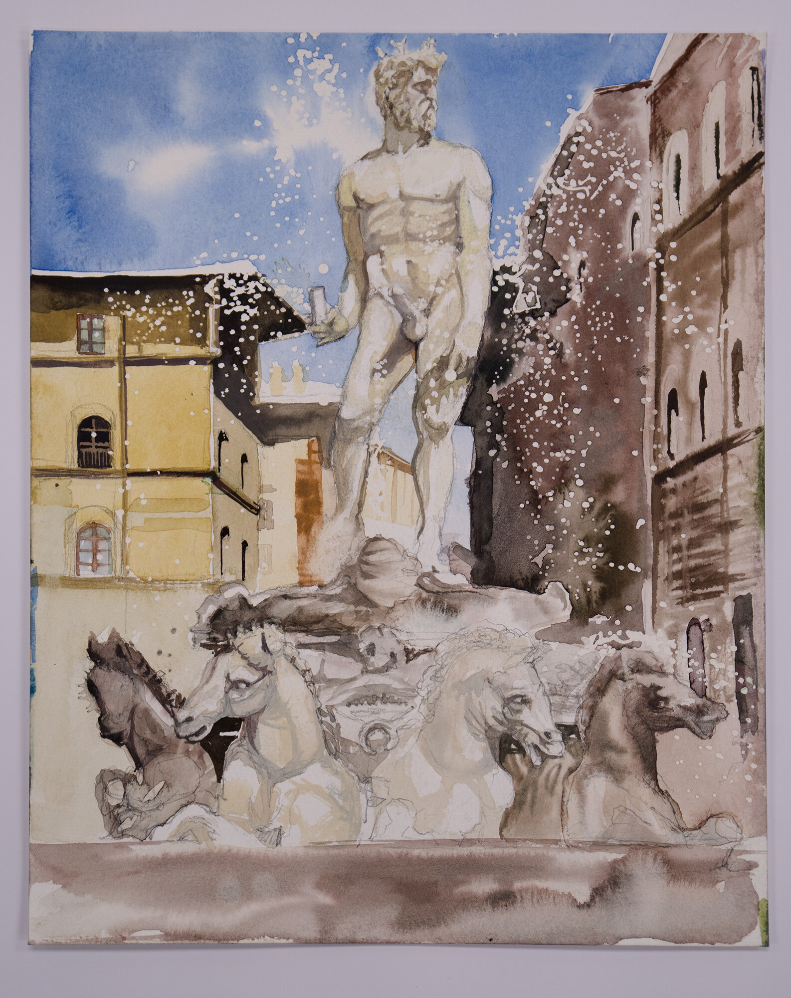 fountain, watercolor, 12"x9", 2019
