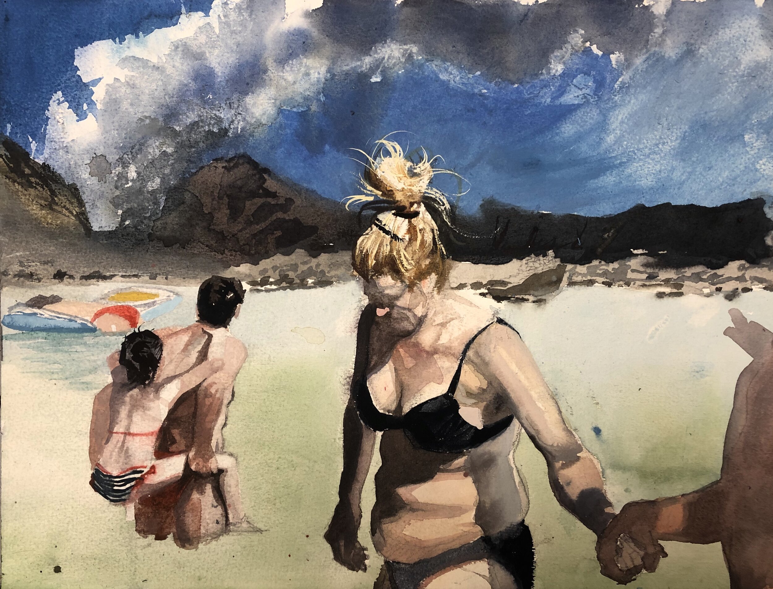 study for white island, watercolor, 9"x12", 2020 