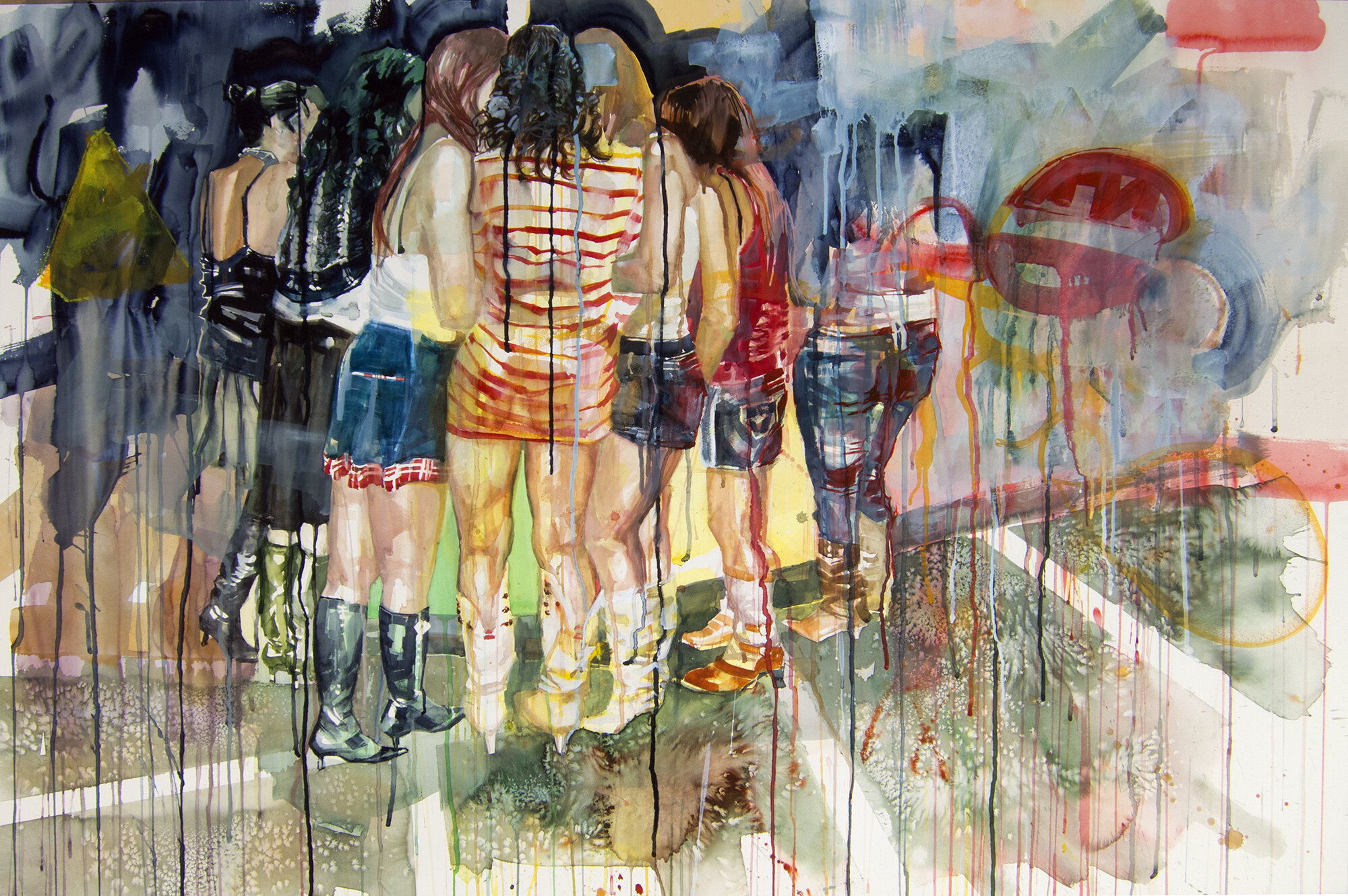 hot nights wet dreams 4, watercolor, 36"x54", 2014