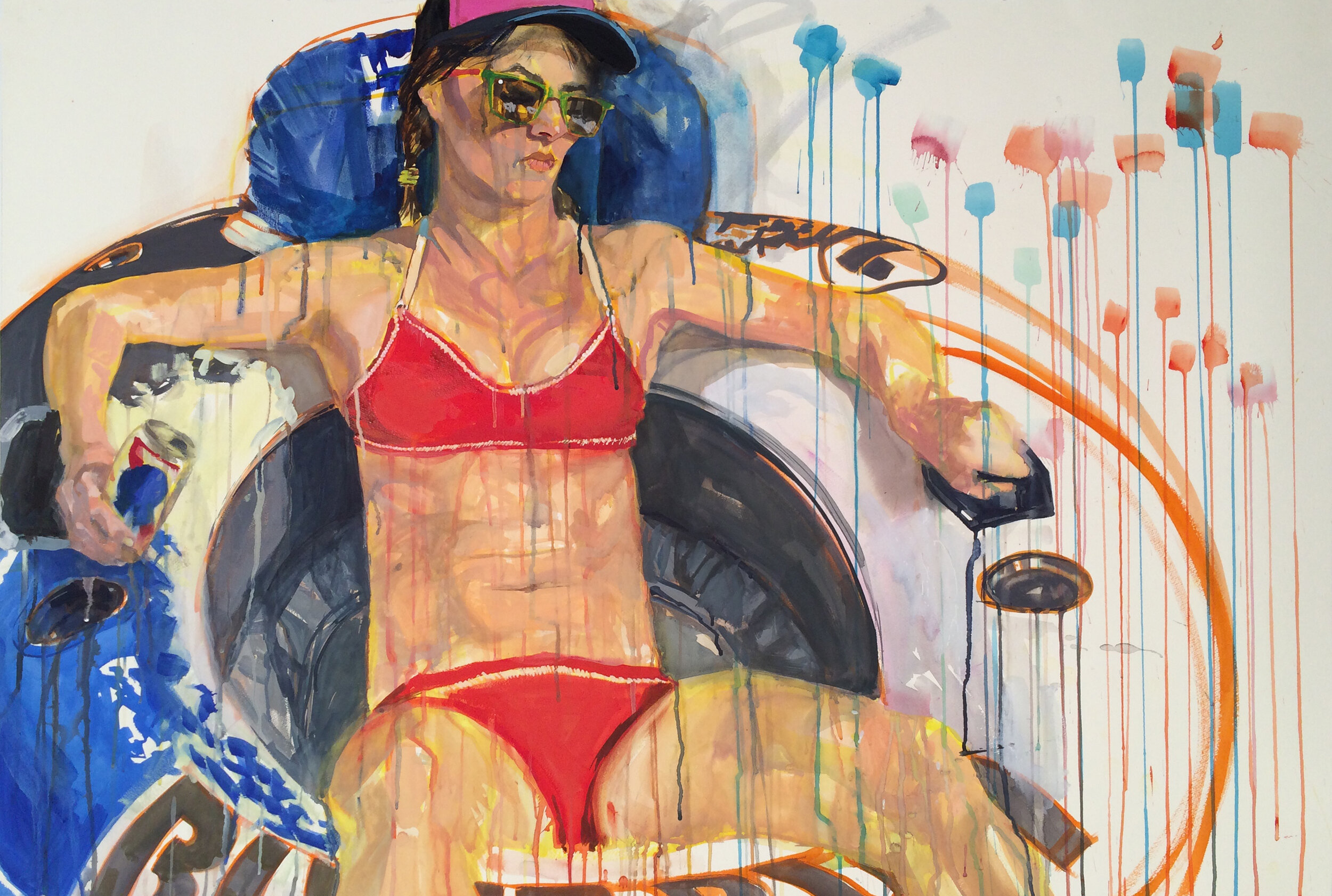 Tahlia in River Run, watercolor, 42"x58", 2016