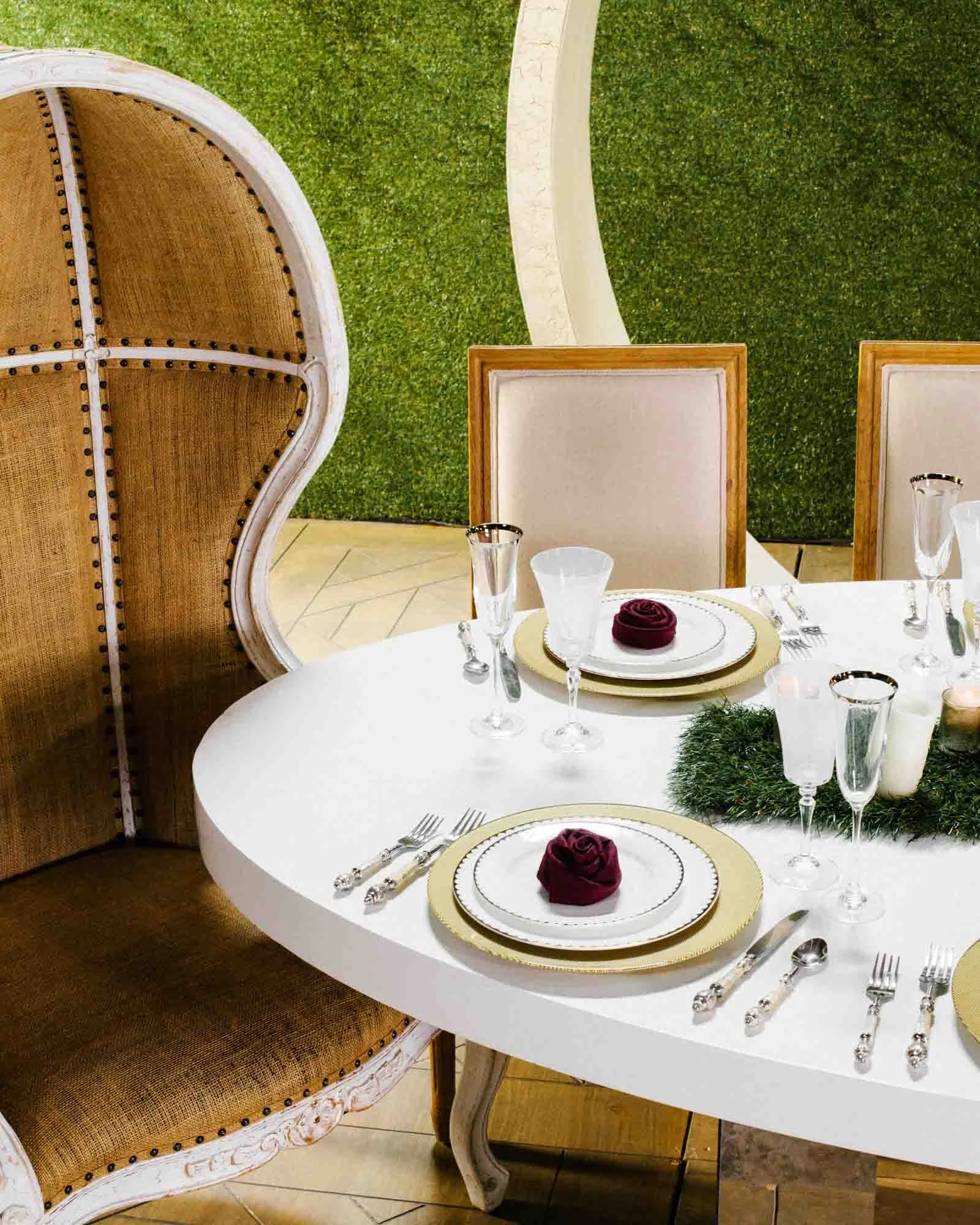 Green Wedding Table Setting Photography Adam DeTour