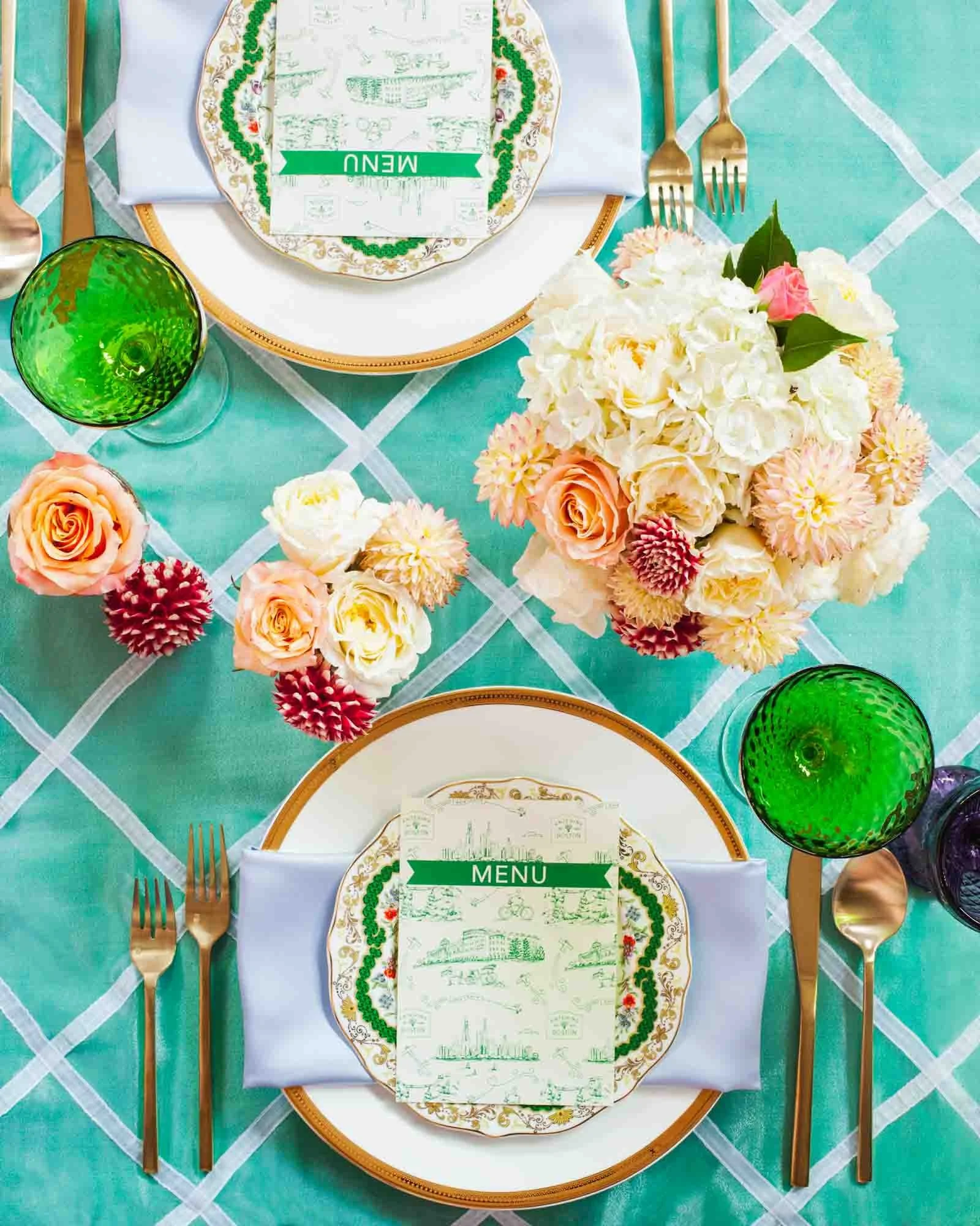 Teal Wedding Table Setting Photography Adam DeTour