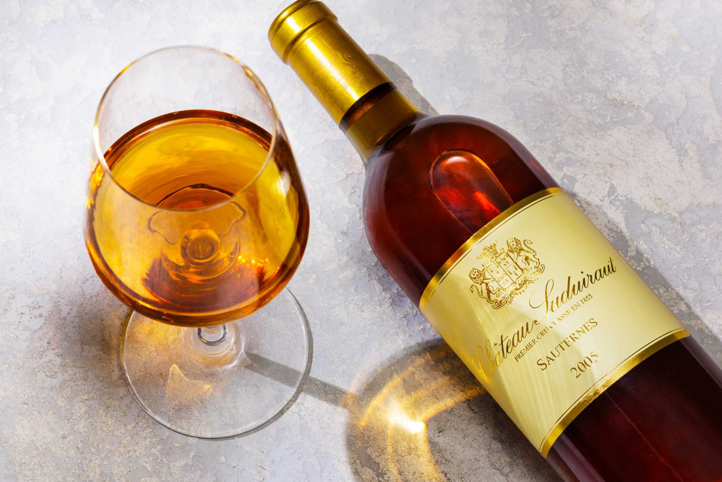 Bottle and Glass of Sauterne by Boston Drink Photographer Adam DeTour