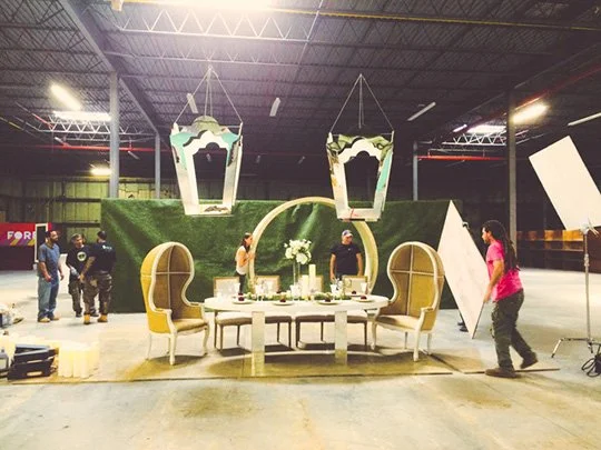 Behind the scenes of Improper Bostonian Setting the Table and the Scene photo shoot