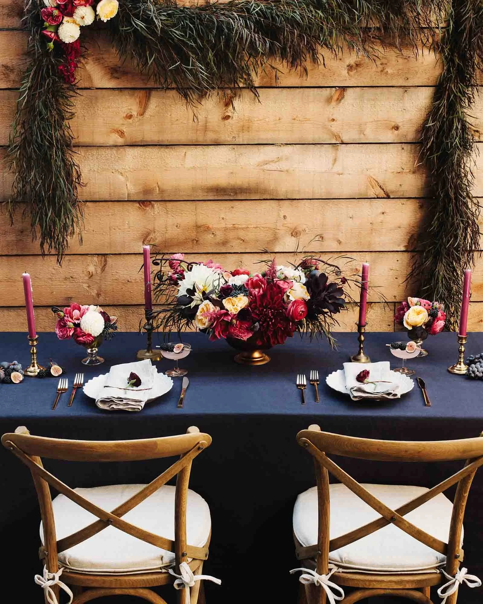Blue Wedding Table Setting Photography Adam DeTour