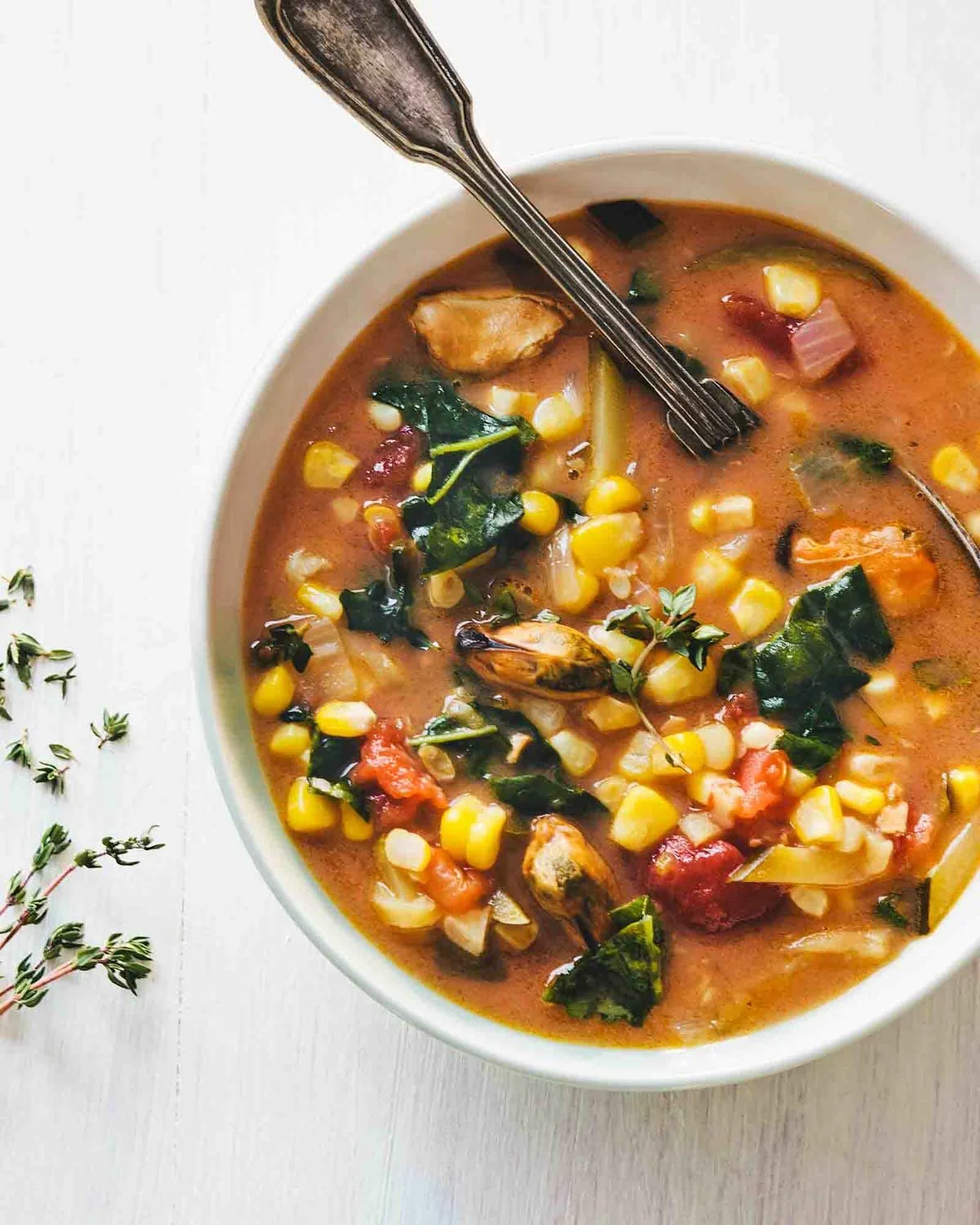 Corn soup recipe photographed by cookbook photographer Adam DeTour for Yankee Magazine