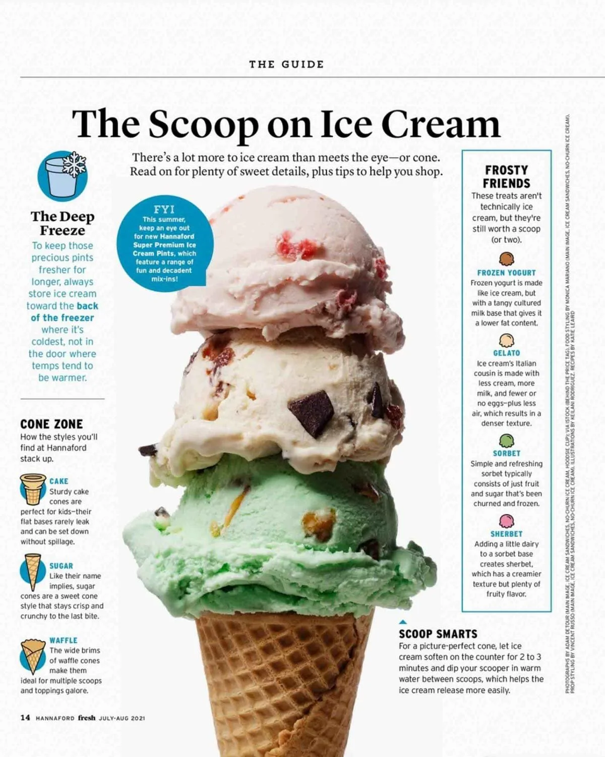 Triple scoop ice cream cone photographed by Boston Food Photographer Adam DeTour for Hannaford Fresh magazine