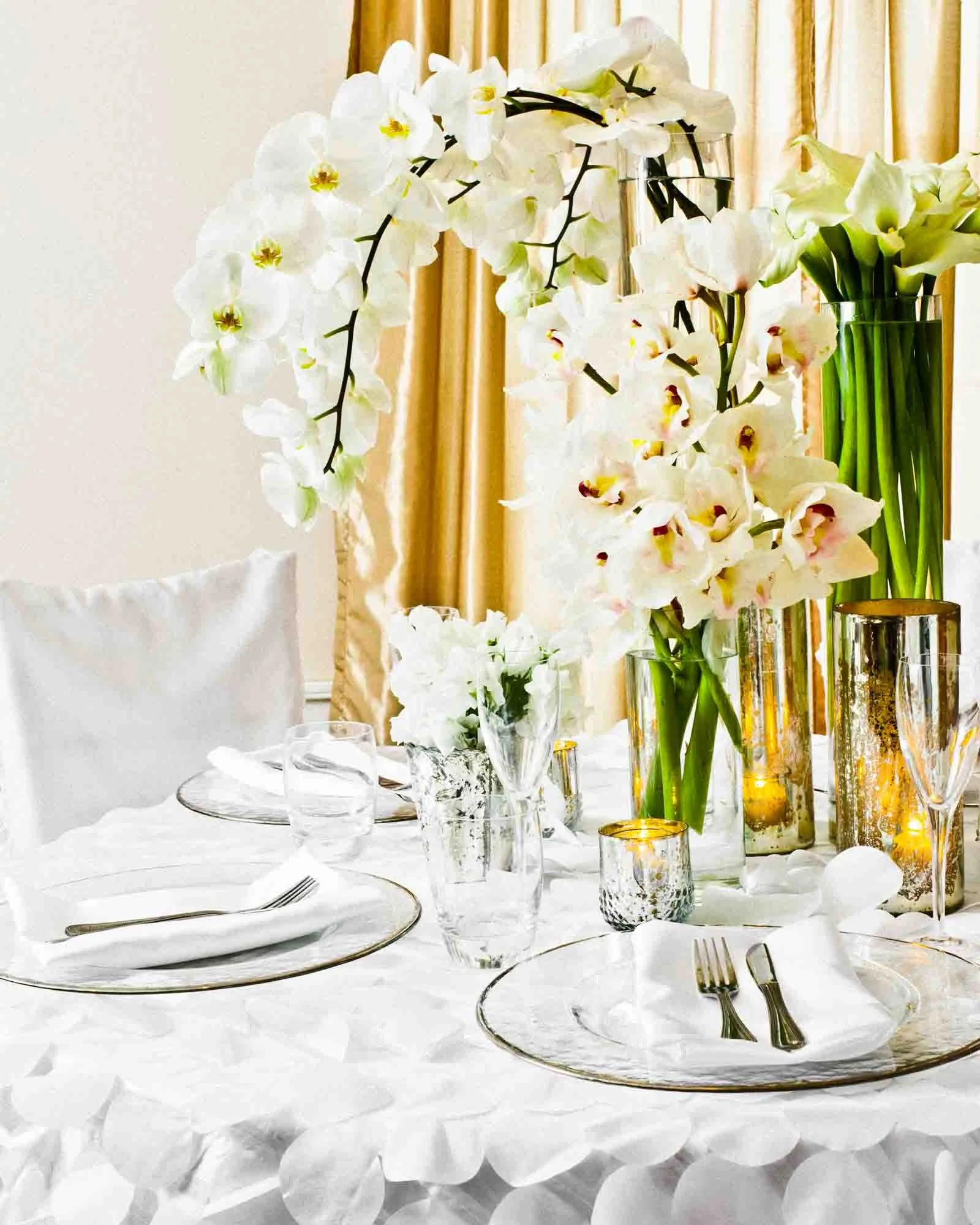 White wedding table setting by editorial photographer Adam DeTour for the Improper Bostonian magazine