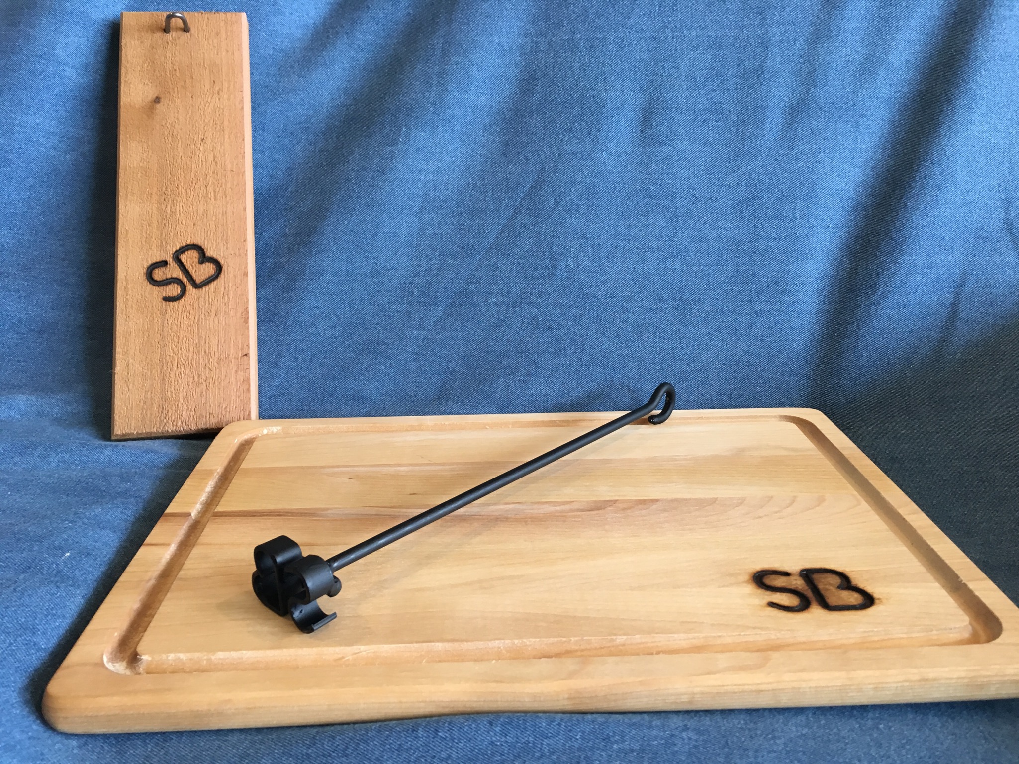 Branding Iron with Combined Letters and Cedar Board by Sloan Brands