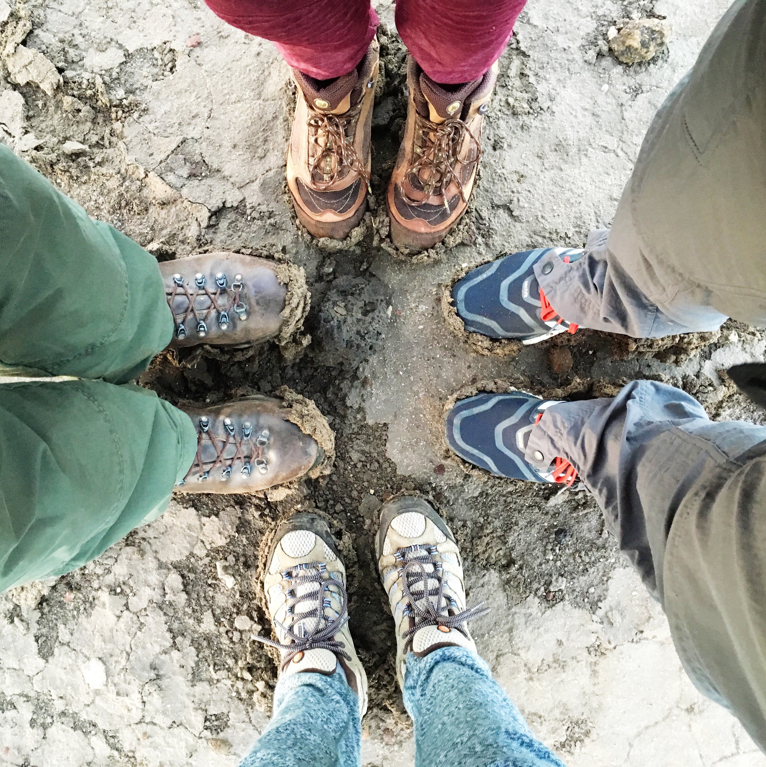 Our muddy hiking boots