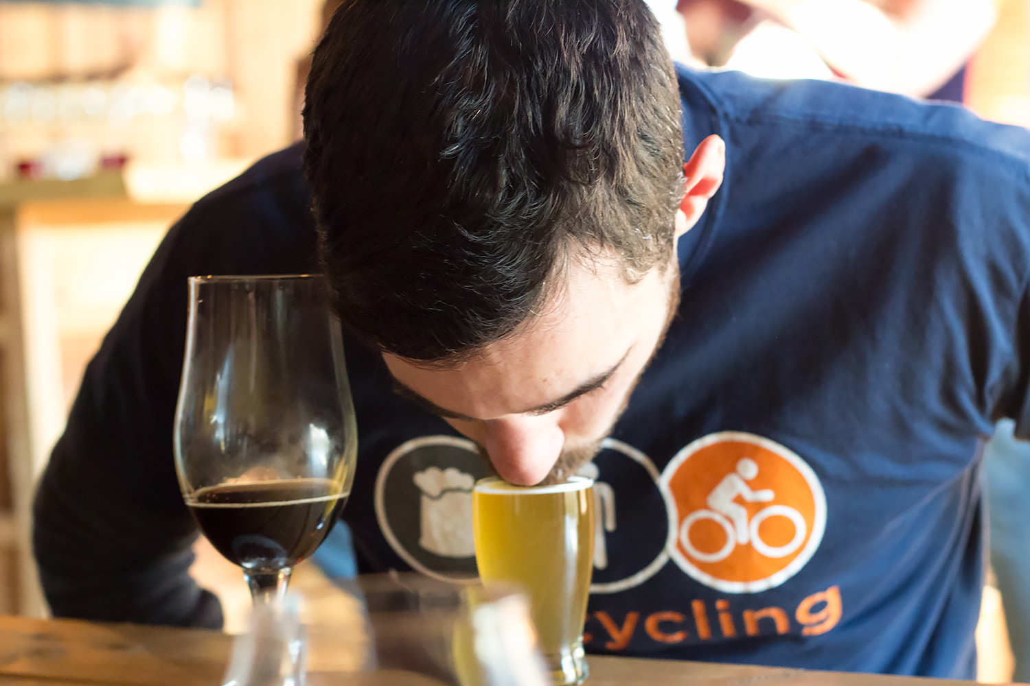 Evan slurping up a taster
