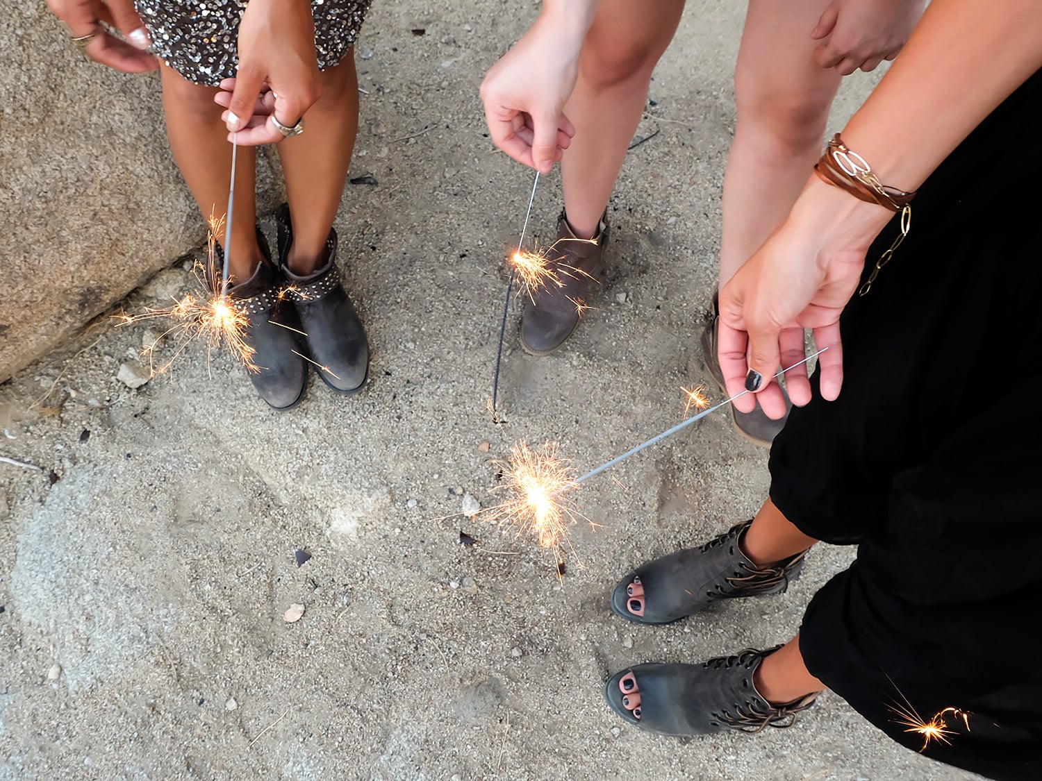 Sparklers! Photo by Rachel Farabaugh. Shoes by Baske California.