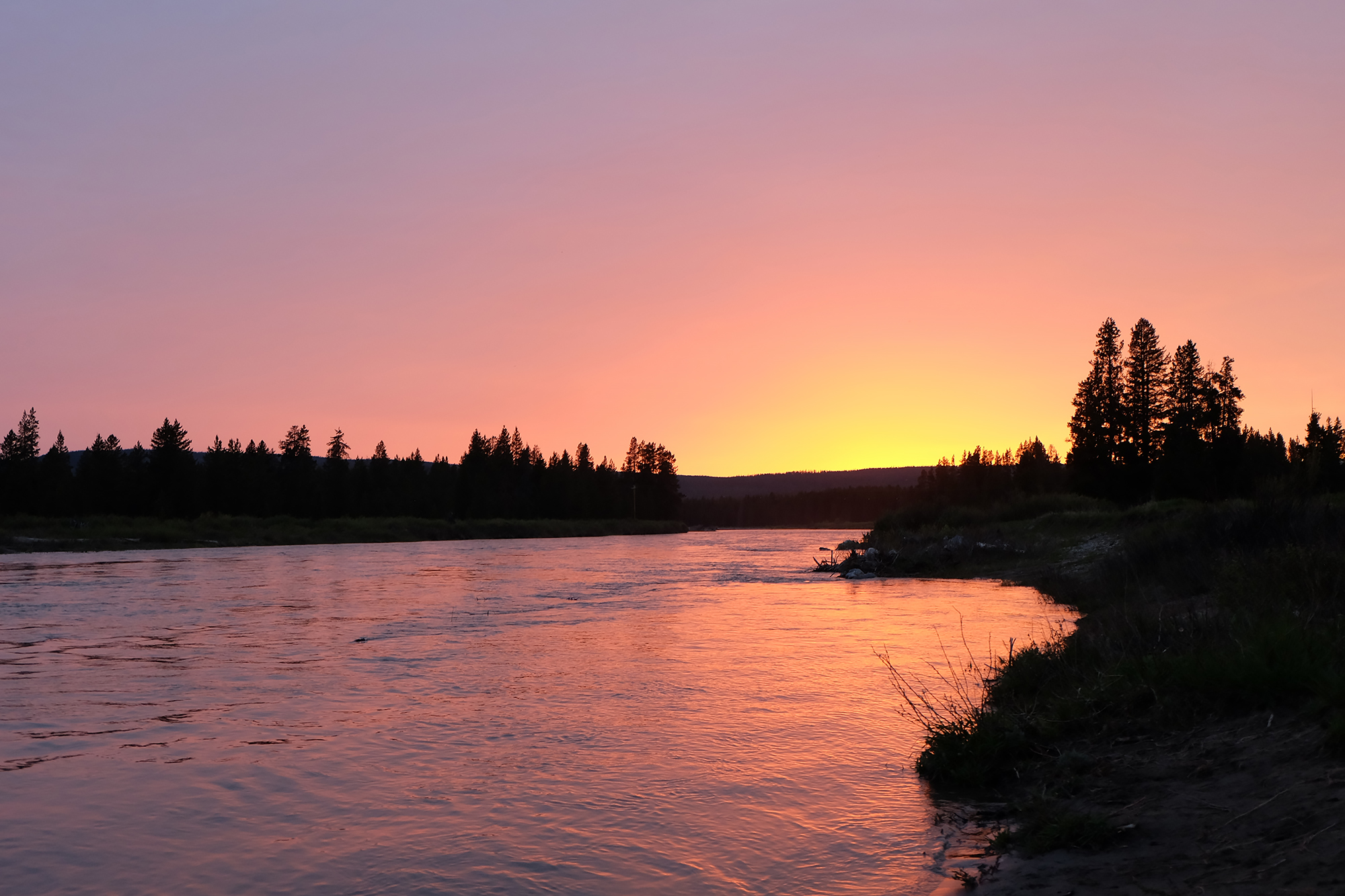 The sun setting in Grand Tetons National Park, Wyoming