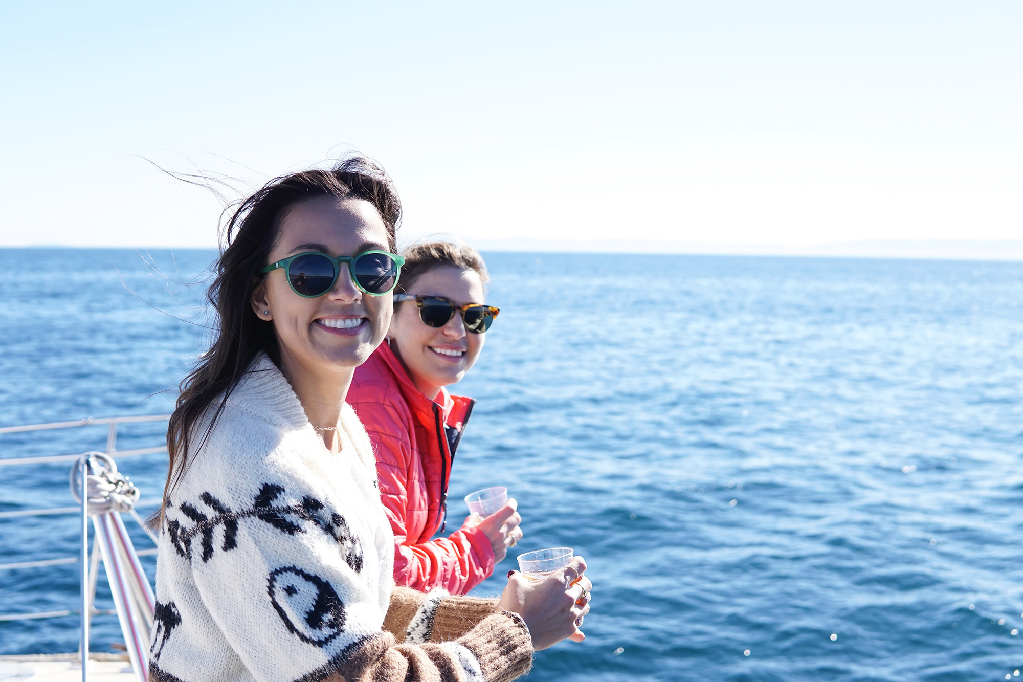 Out to sea.