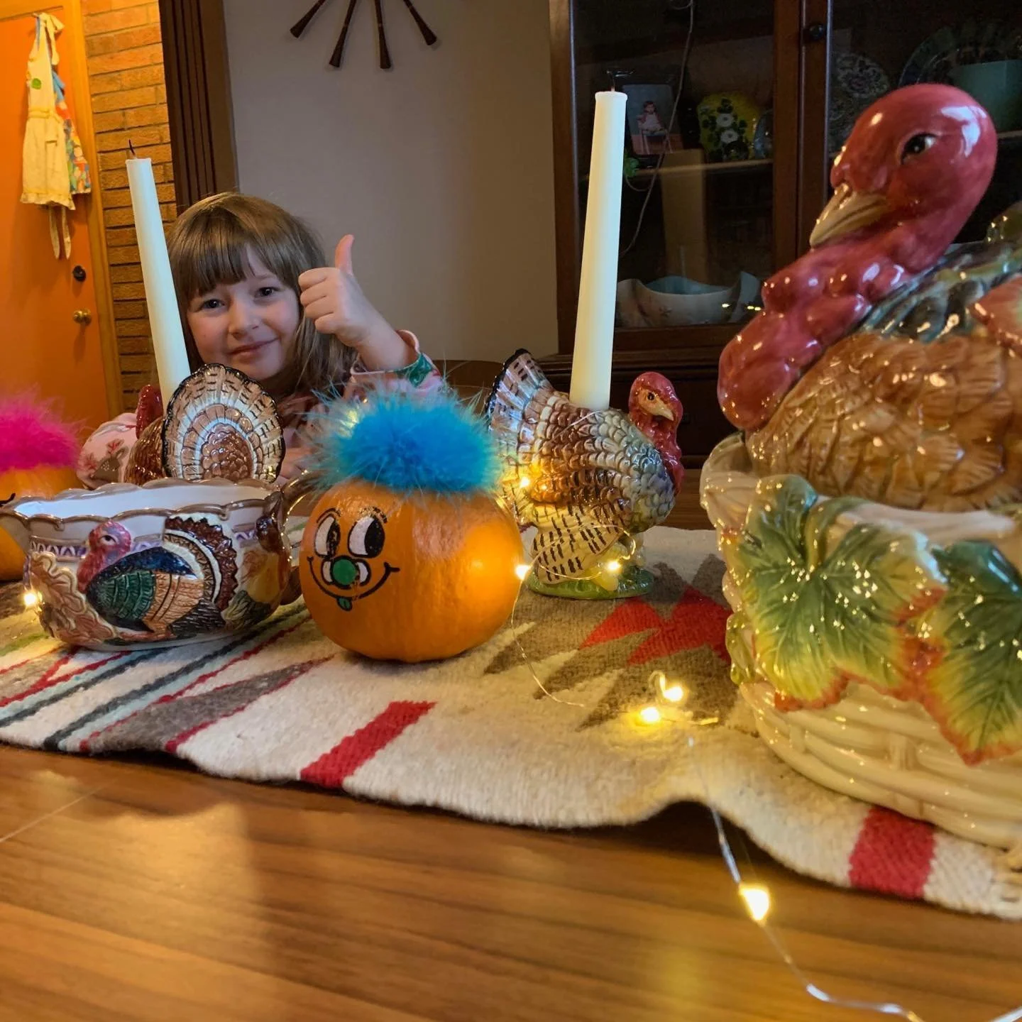From our family to yours! We wish you a safe fun Thanksgiving! We couldn&rsquo;t be with our grandkids but they set their table with all of our decorations! We put them on the front steps and they took them to their home. It&rsquo;s fun to see the jo