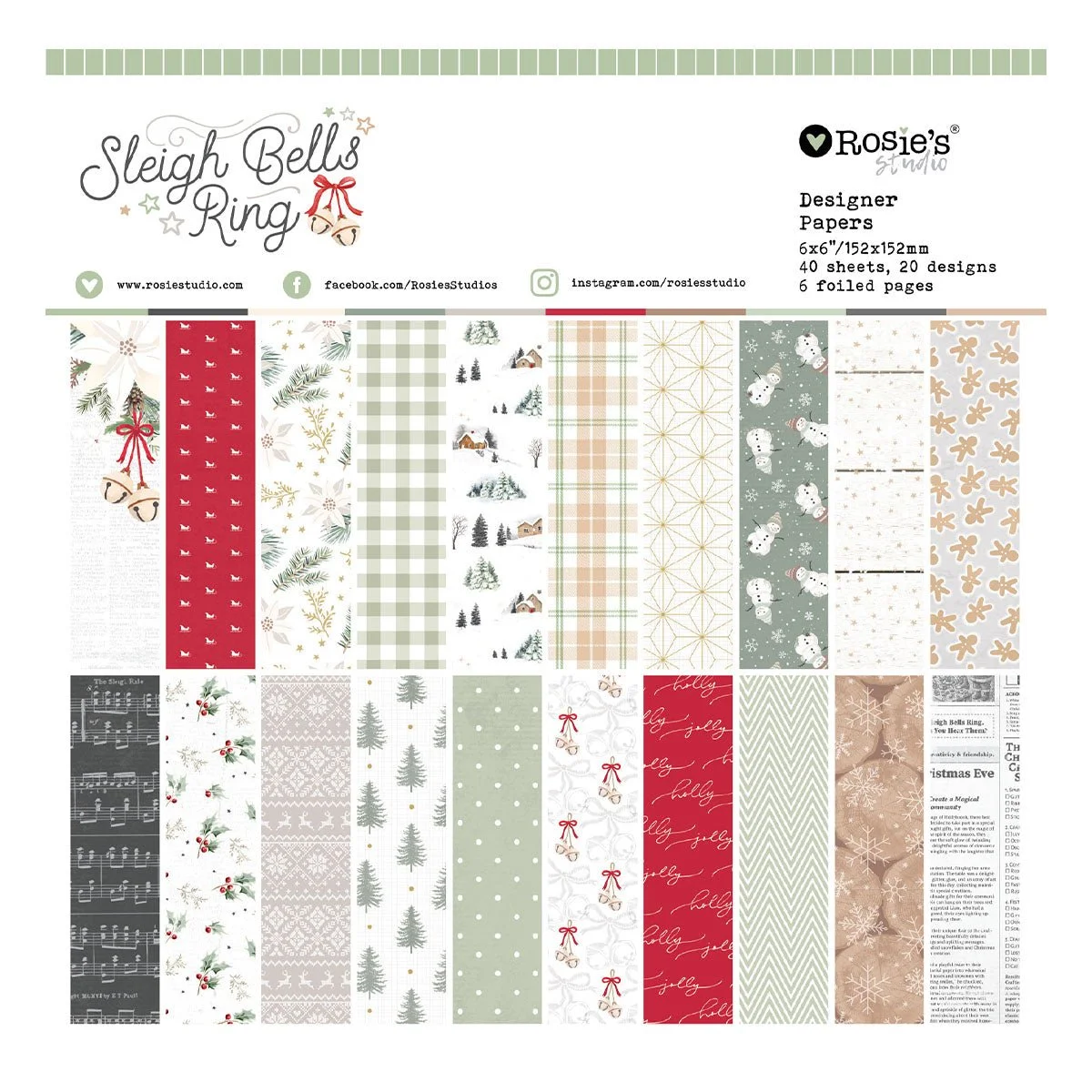 Spellbinders Sleigh Bells Ring 6 x 6" Designer Paper Pad