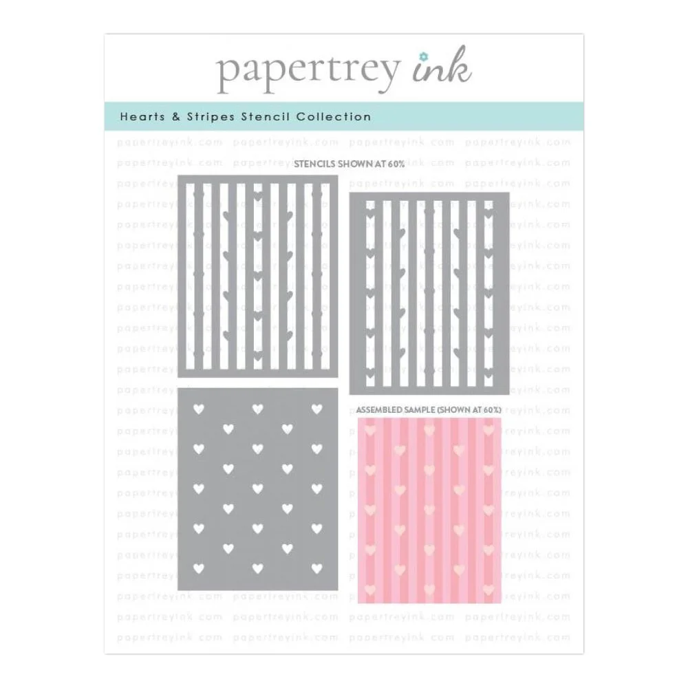 Papertrey Ink Hearts & Stripes Stencil Collection (set of 3)