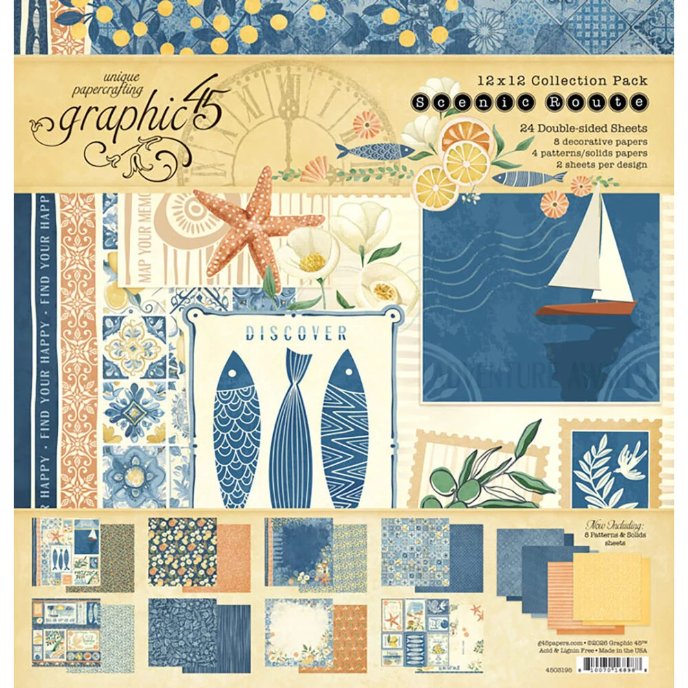 Graphic 45 Scenic Route 12" x 12" Collection Pack