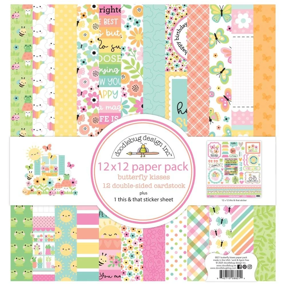 Doodlebug Butterfly Kisses 12" x 12" Paper Pack