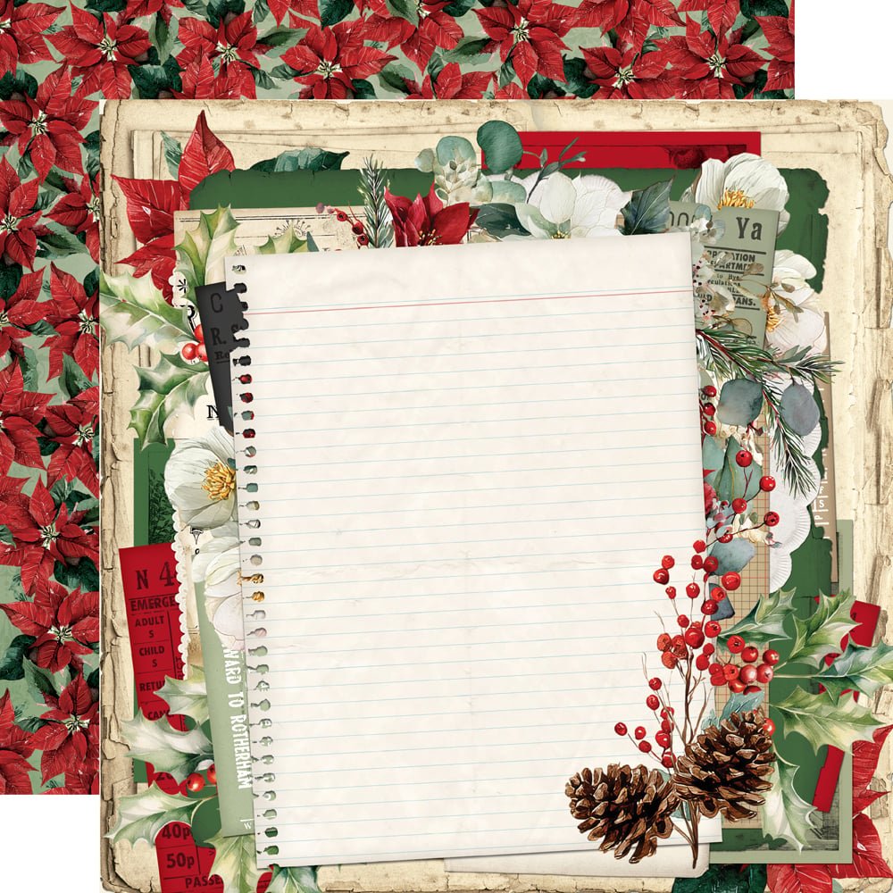 *Pre-Order* Simple Stories Simple Vintage Old Fashioned Christmas 12" x 12" Paper Bells & Boughs