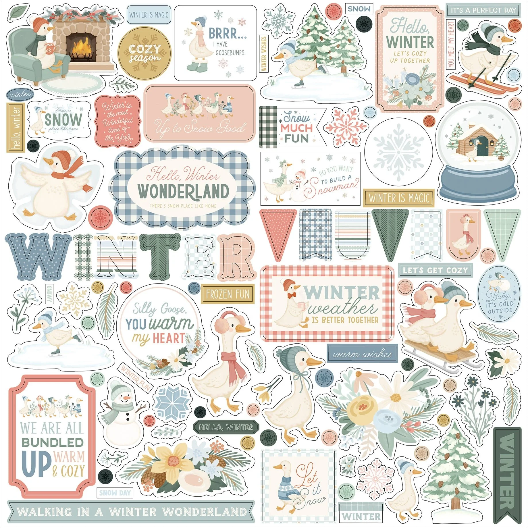 *Pre-Order* Carta Bella Silly Goose Winter Element Stickers