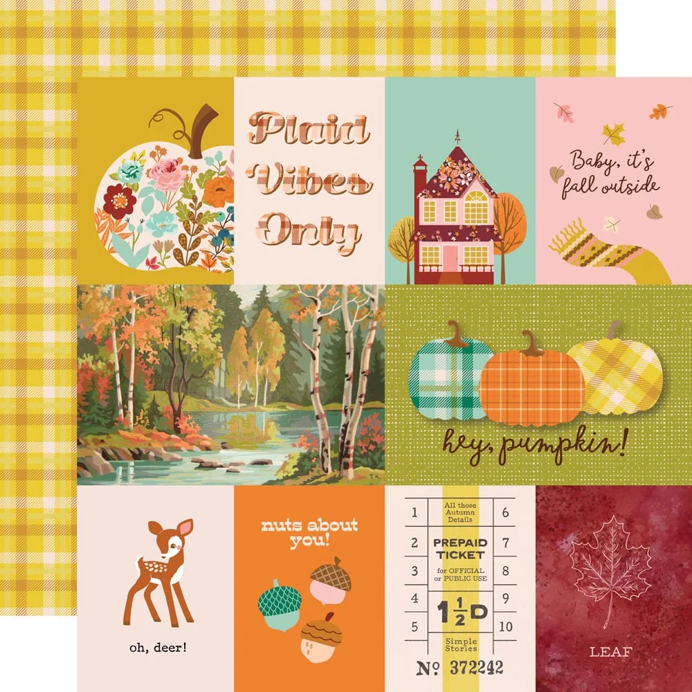 *Pre-Order* Simple Stories Pumpkins & Plaid 12" x 12" Paper 3x4/4x6 Elements