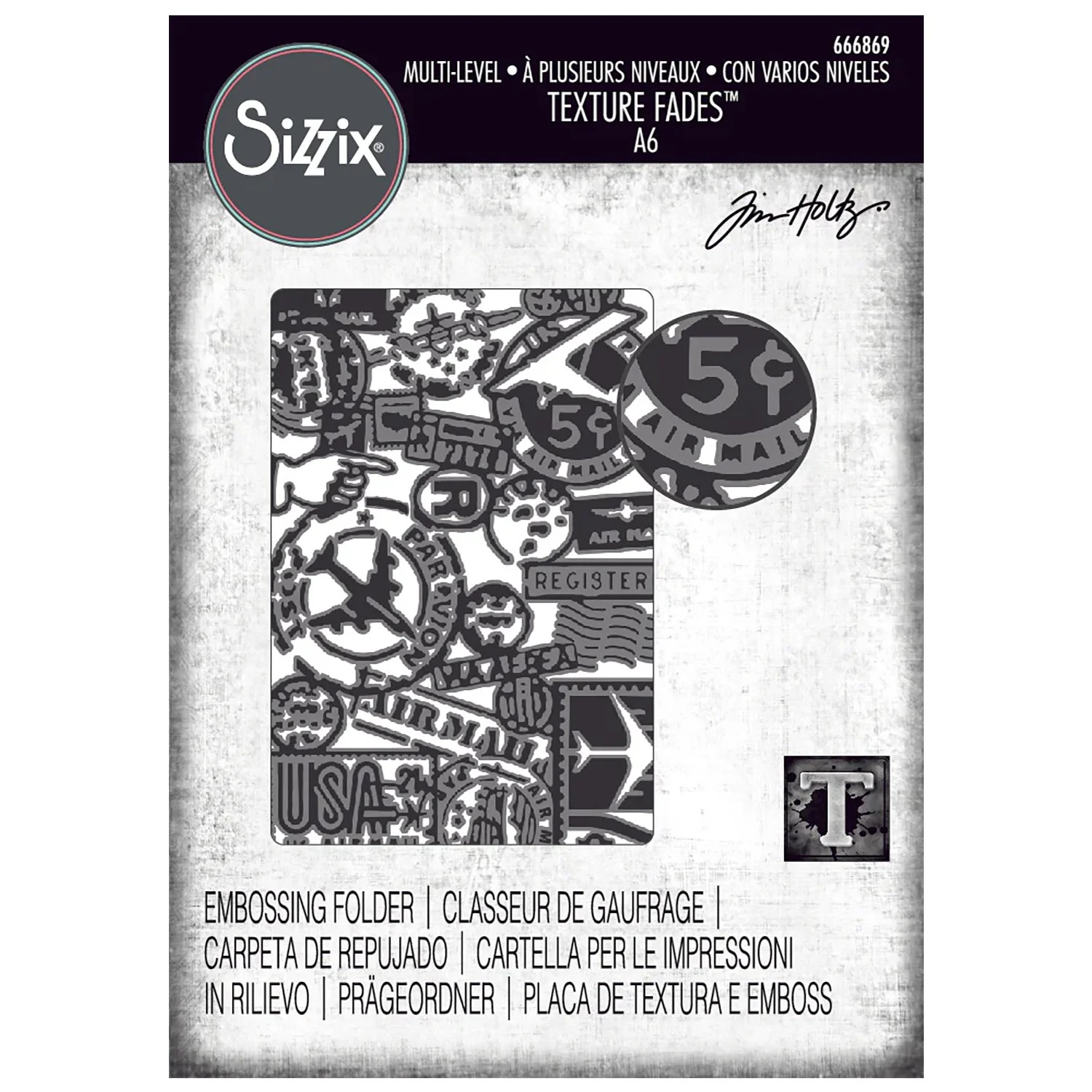 Tim Holtz Sizzix Vault Airmail Embossing Folder
