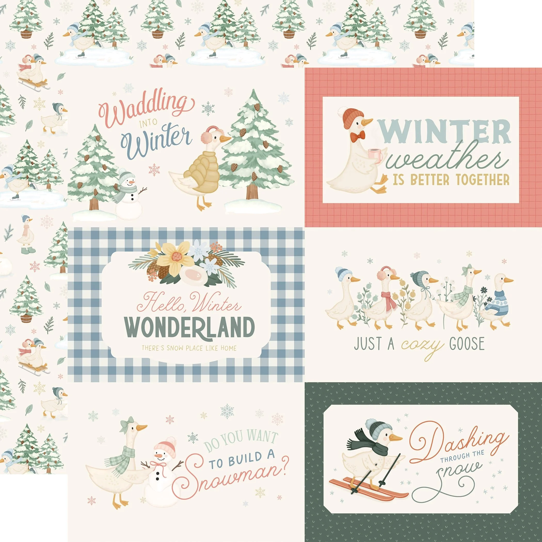 *Pre-Order* Carta Bella Silly Goose Winter 12" x 12" Paper 6x4 Journaling Cards
