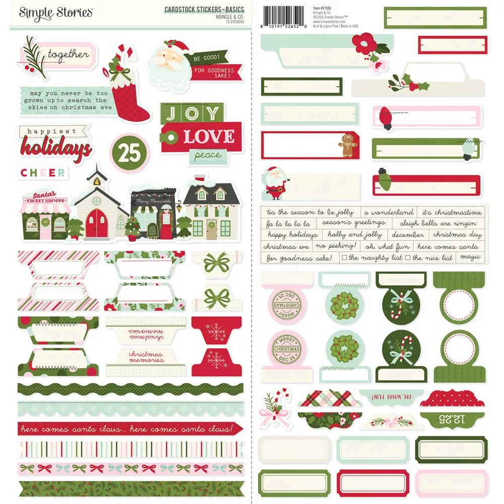*Pre-Order* Simple Stories Kringle & Co. Basics Cardstock Stickers