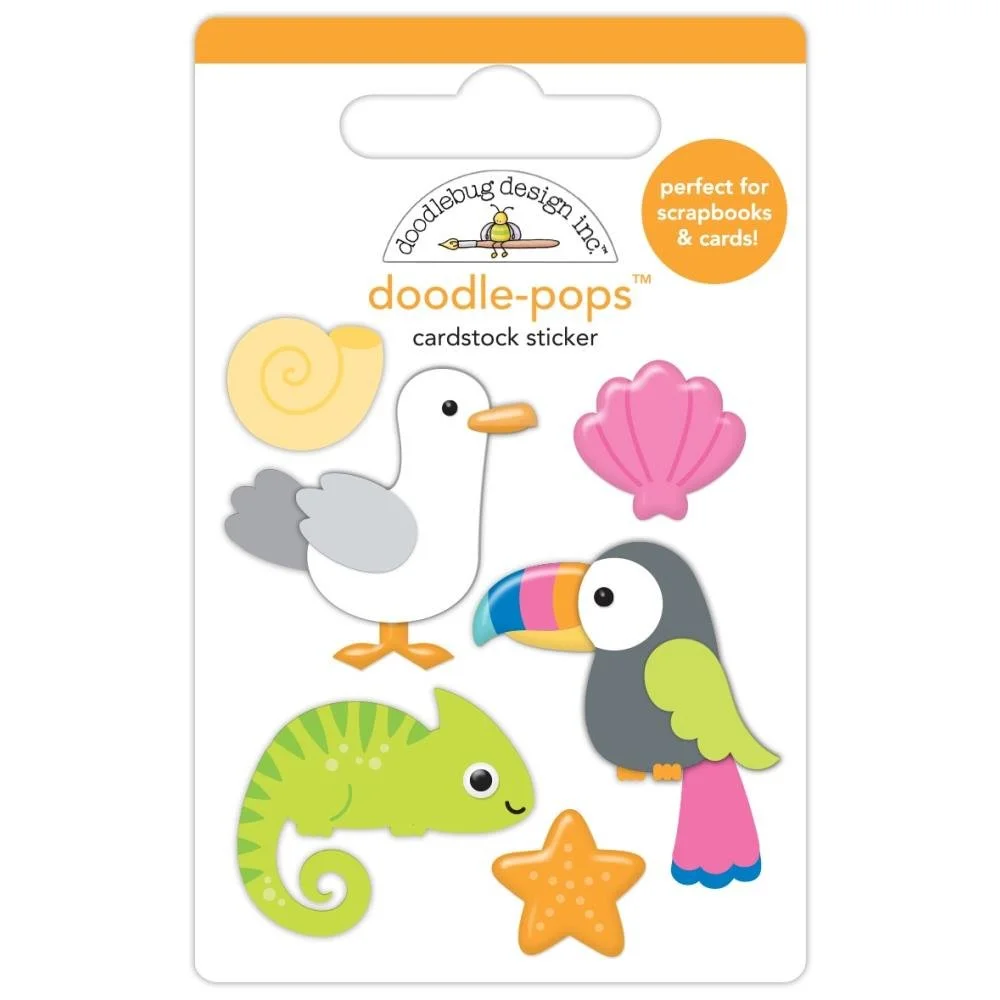 Doodlebug Summer Fun Doodlepop Sticker Tropical Trio