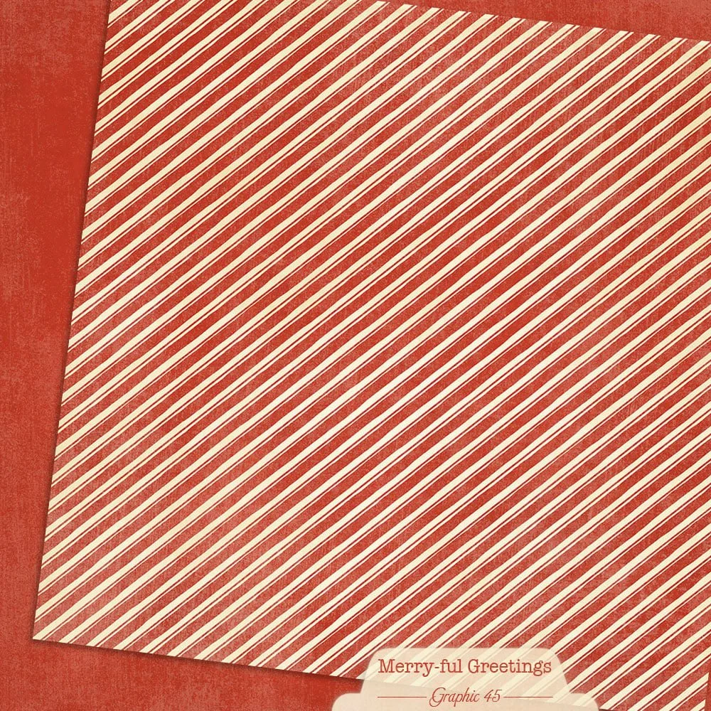 *Pre-Order* Graphic 45 Merry-ful Greetings 12" x 12" Paper Candy Cane Red