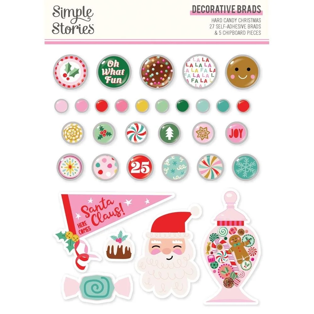 Simple Stories Hard Candy Christmas Decorative Brads