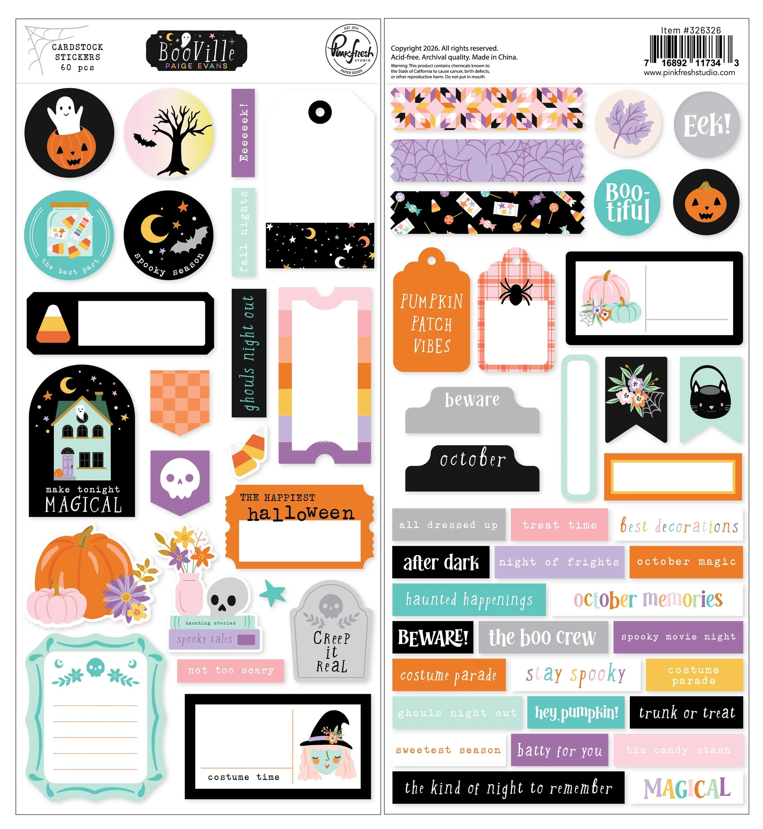 Pinkfresh Studio Paige Evans Booville Cardstock Stickers
