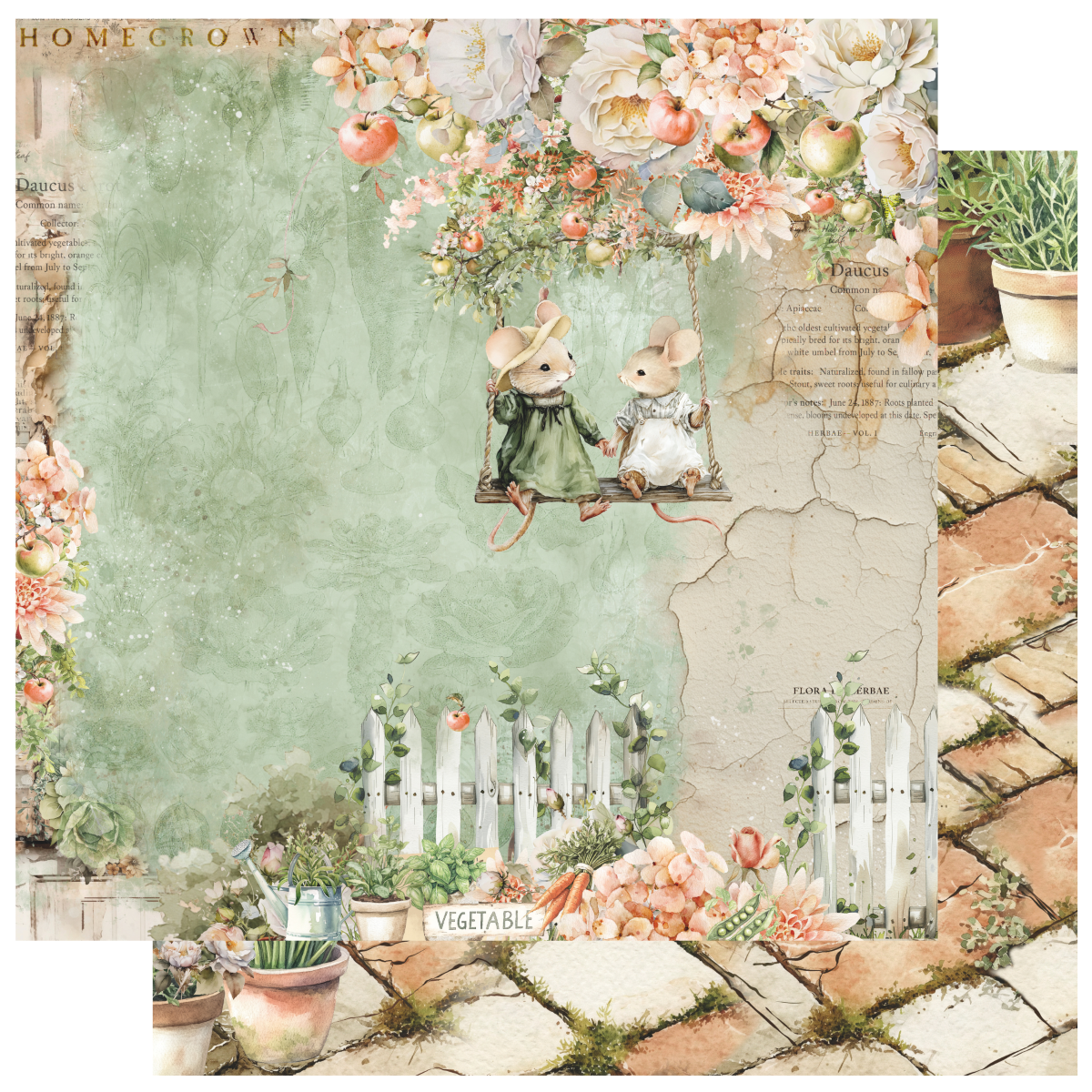 Prima Homegrown Collection 12x12 Sheet Apple Blossom Swing