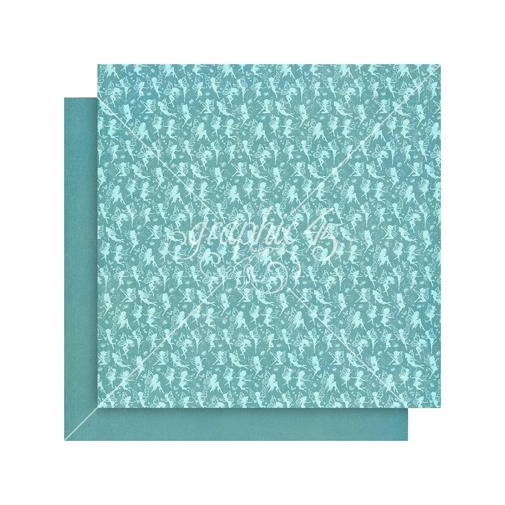 Graphic 45 Fairy Boutique 12" x 12" Paper Aero Blue Pattern & Solid