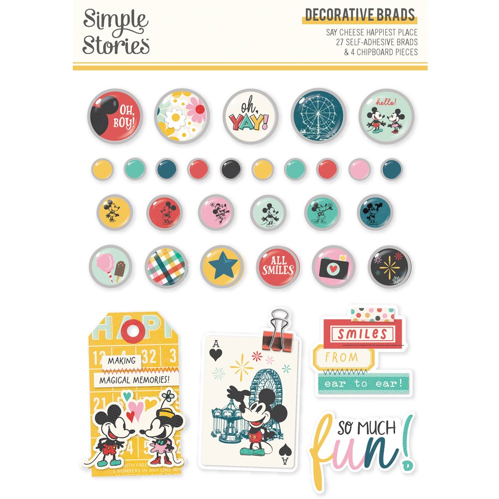 *Pre-Order* Simple Stories Say Cheese Happiest Place Decorative Brads