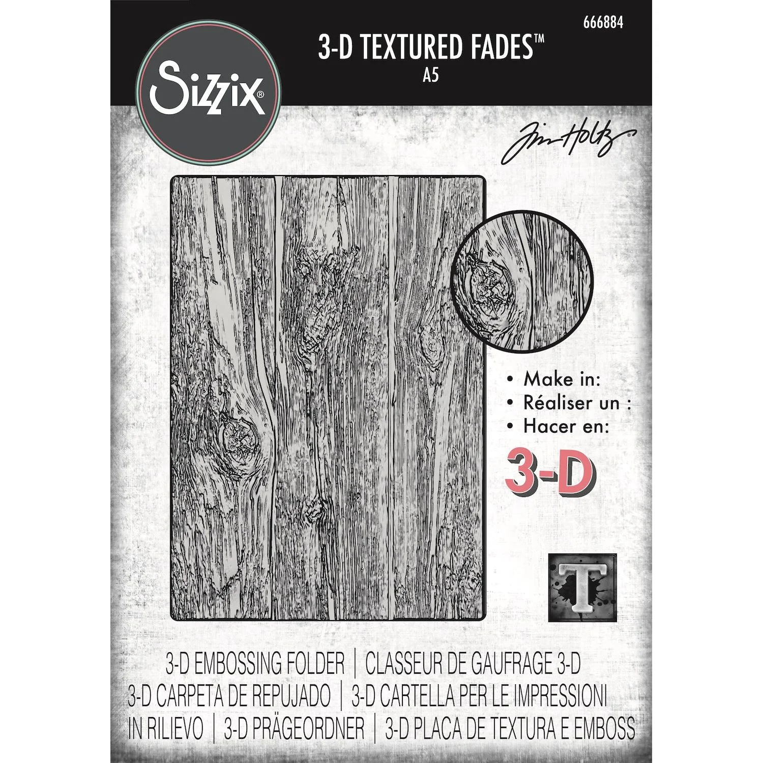 Tim Holtz Sizzix 3D Large A5 Embossing Folder Lumber