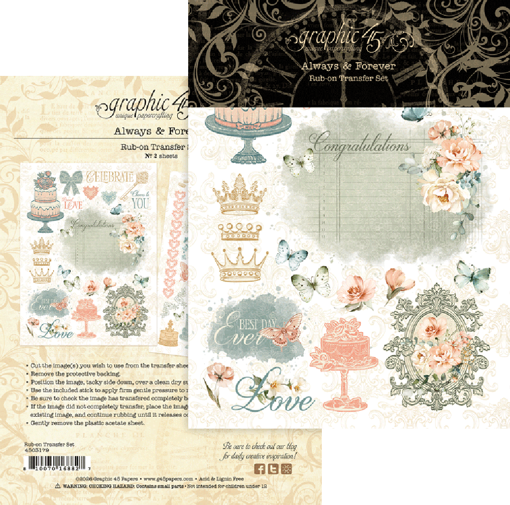 *Pre-Order* Graphic 45 Always & Forever Rub On Transfers
