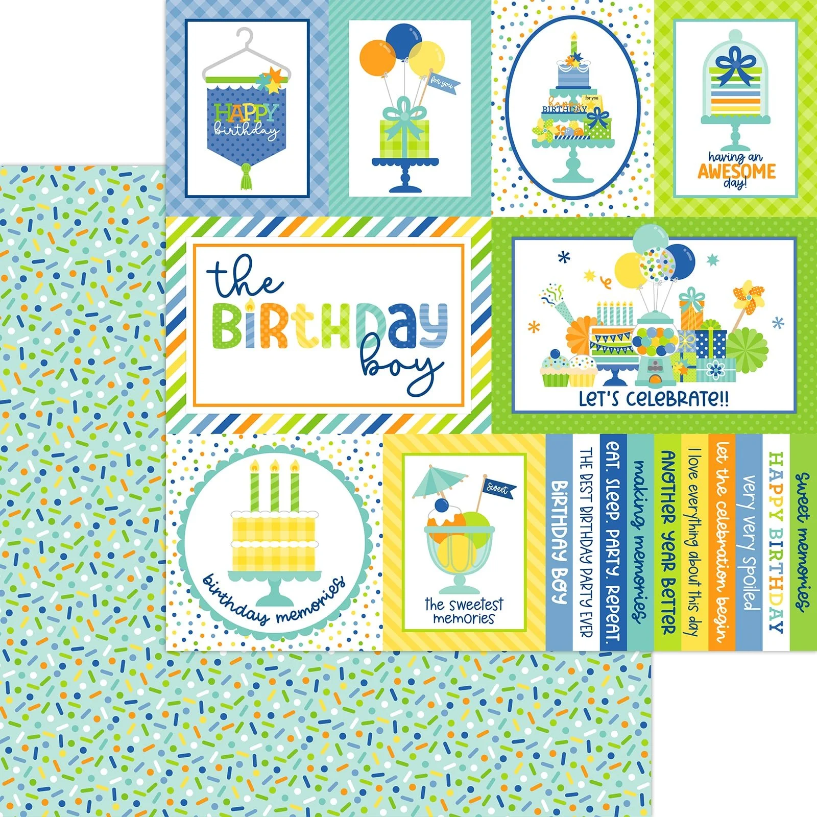 *Pre-Order* Doodlebug Balloons & Banners 12" x 12" Paper Cake Sprinkles