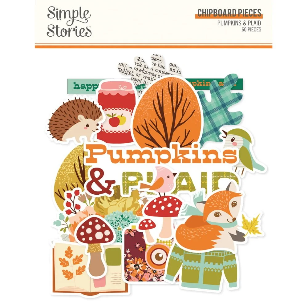 *Pre-Order* Simple Stories Pumpkins & Plaid Chipboard Pieces