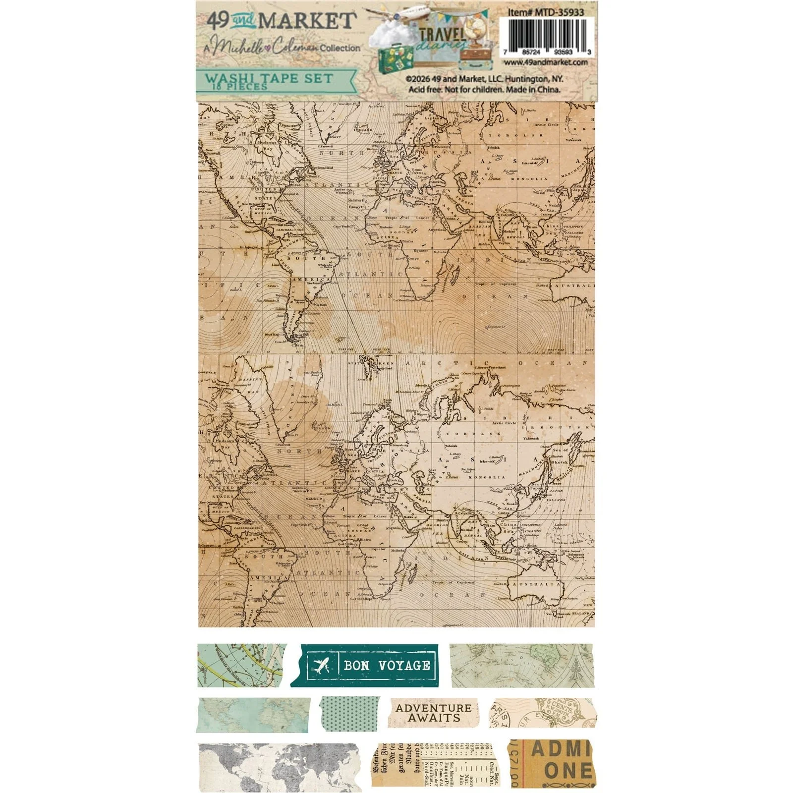 49 & Market Travel Diaries Washi Tape Sheets