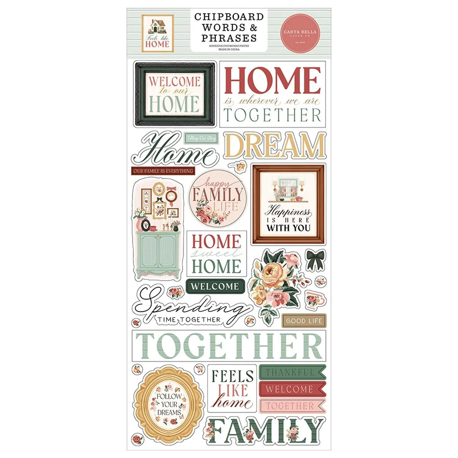 *Pre-Order* Carta Bella Feels Like Home Chipboard Words & Phrases