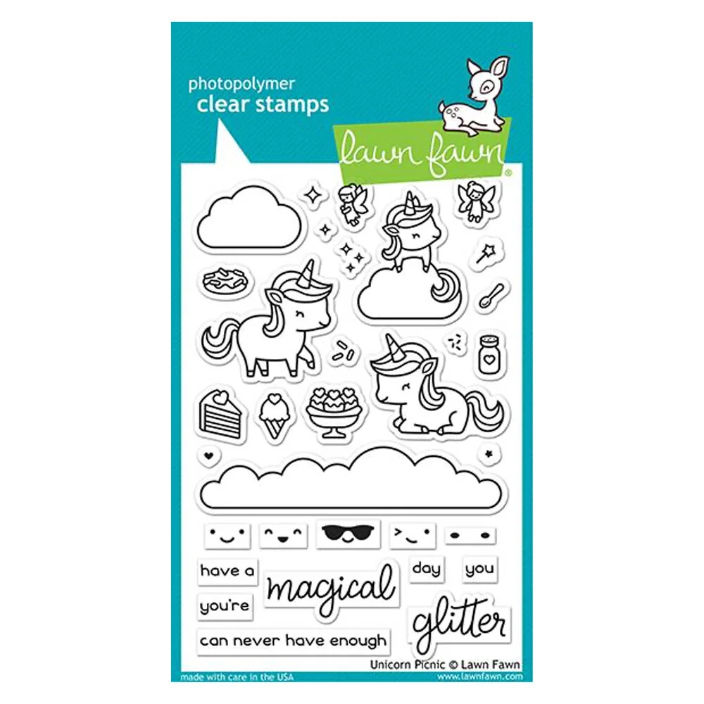 Lawn Fawn - Clear Photopolymer Stamps - Unicorn Picnic