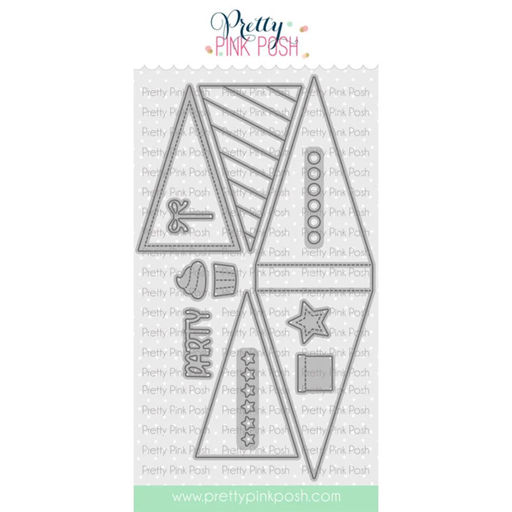 Pretty Pink Posh Party Flags Metal Die