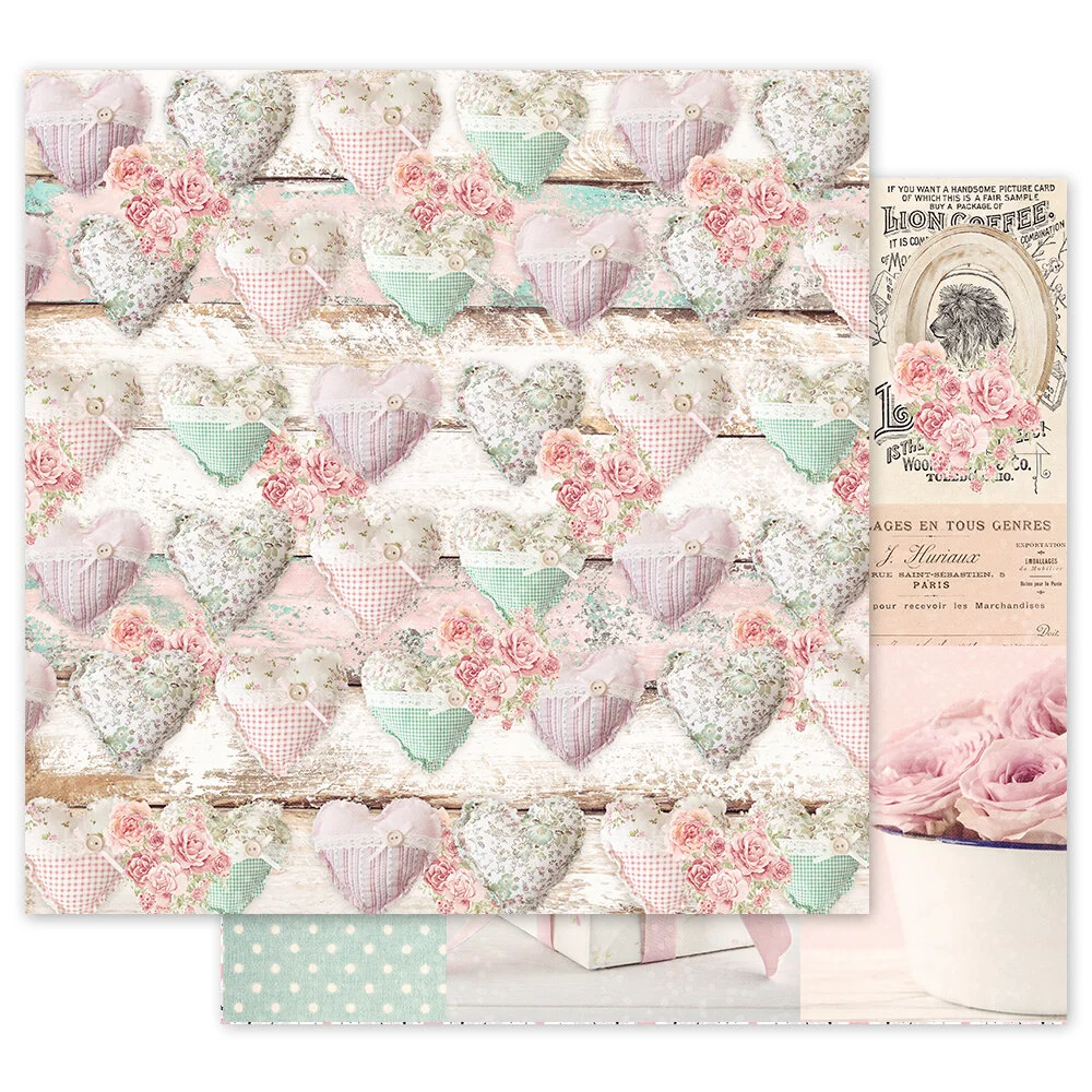 With Love by Frank Garcia Collection Stitched Hearts 12 x 12 Paper