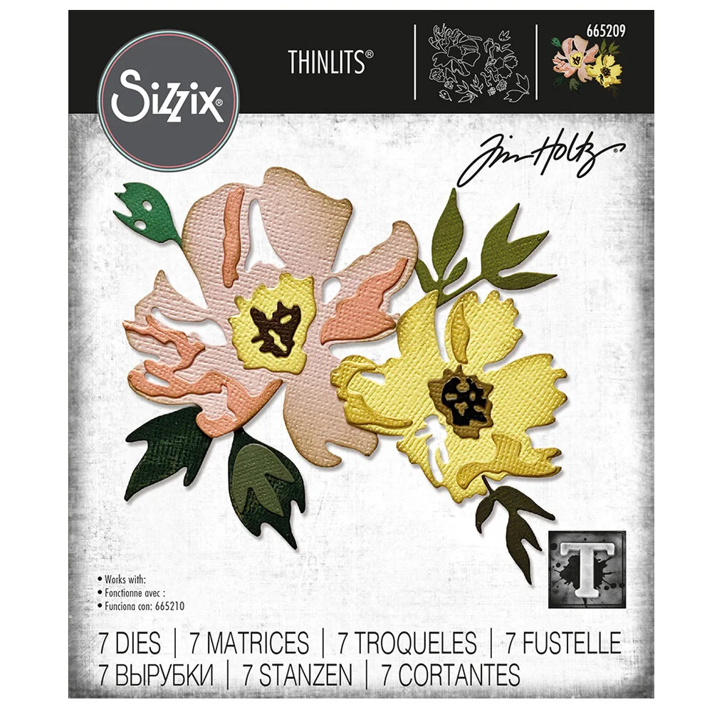 Tim Holtz Sizzix Thinlits Dies - Brushstroke Flowers