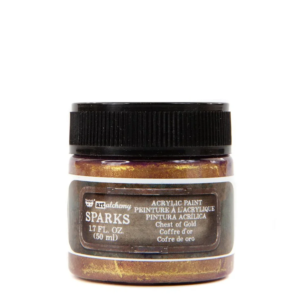 Finnabair Sparks Acrylic Paint - Chest of Gold - 1 jar - 50ml (1.7 oz)